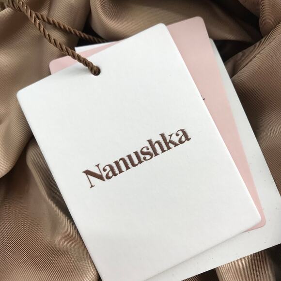 Nanushka Amal Vegan Leather Trench Coat XS Belted Notched Lapel Collar Brown - Picture 9 of 11